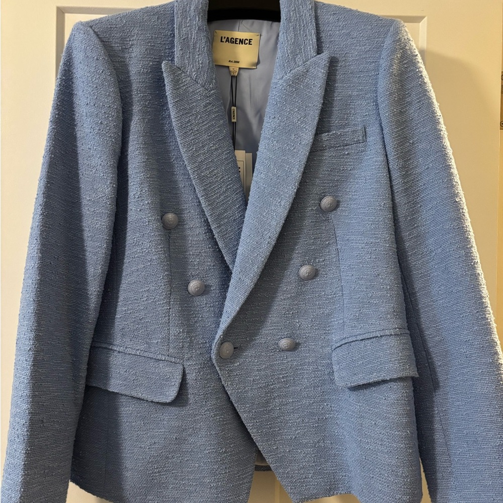 L'AGENCE Sky Blue Tweed Kenzie Blazer NWT - Picture 6 of 6